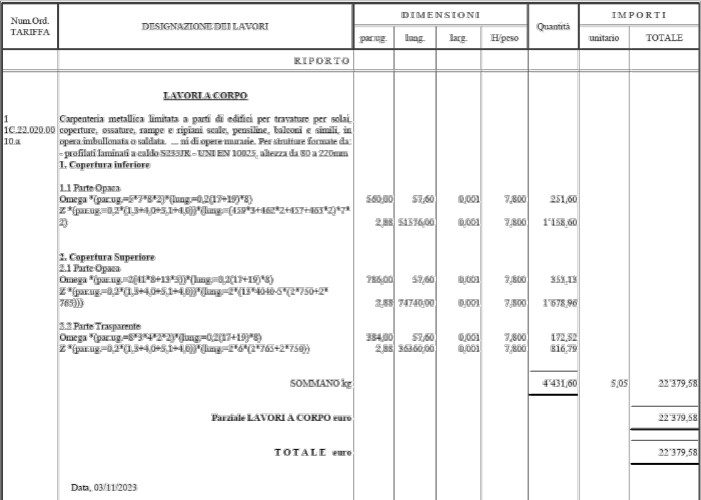PriMus bill of quantities