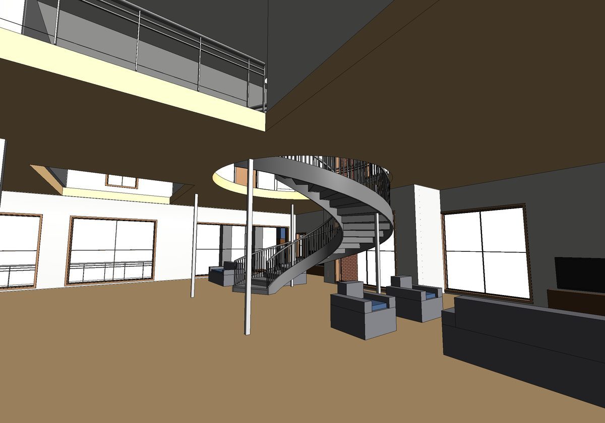 Foyer and spiral stair