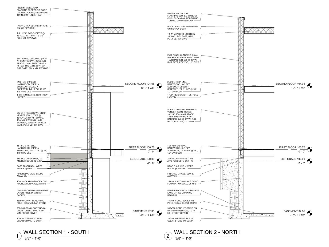 Sheet A17, wall sections
