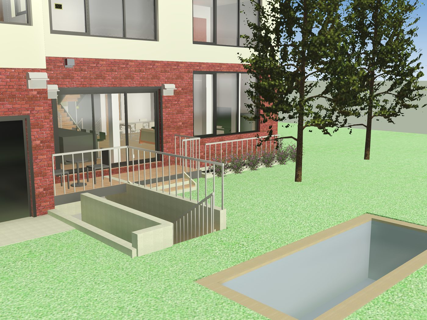 Rear garden and pool render